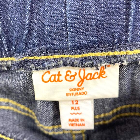 CAT AND JACK Dark Wash Adjustable Waist Pull On Skinny Jeans - Picture 3 of 10